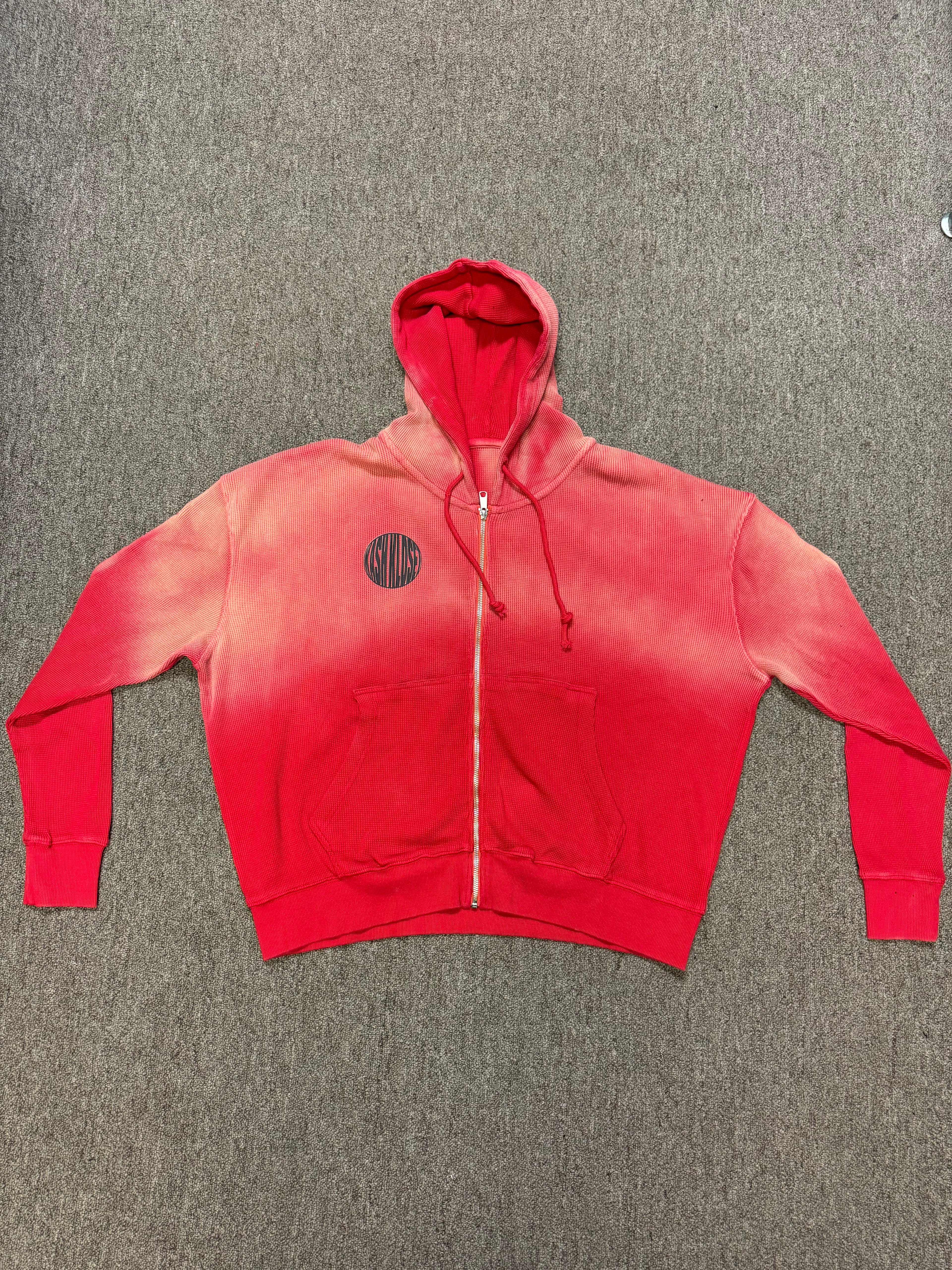 Kash Kloset Faded Red Thermal Zip Up